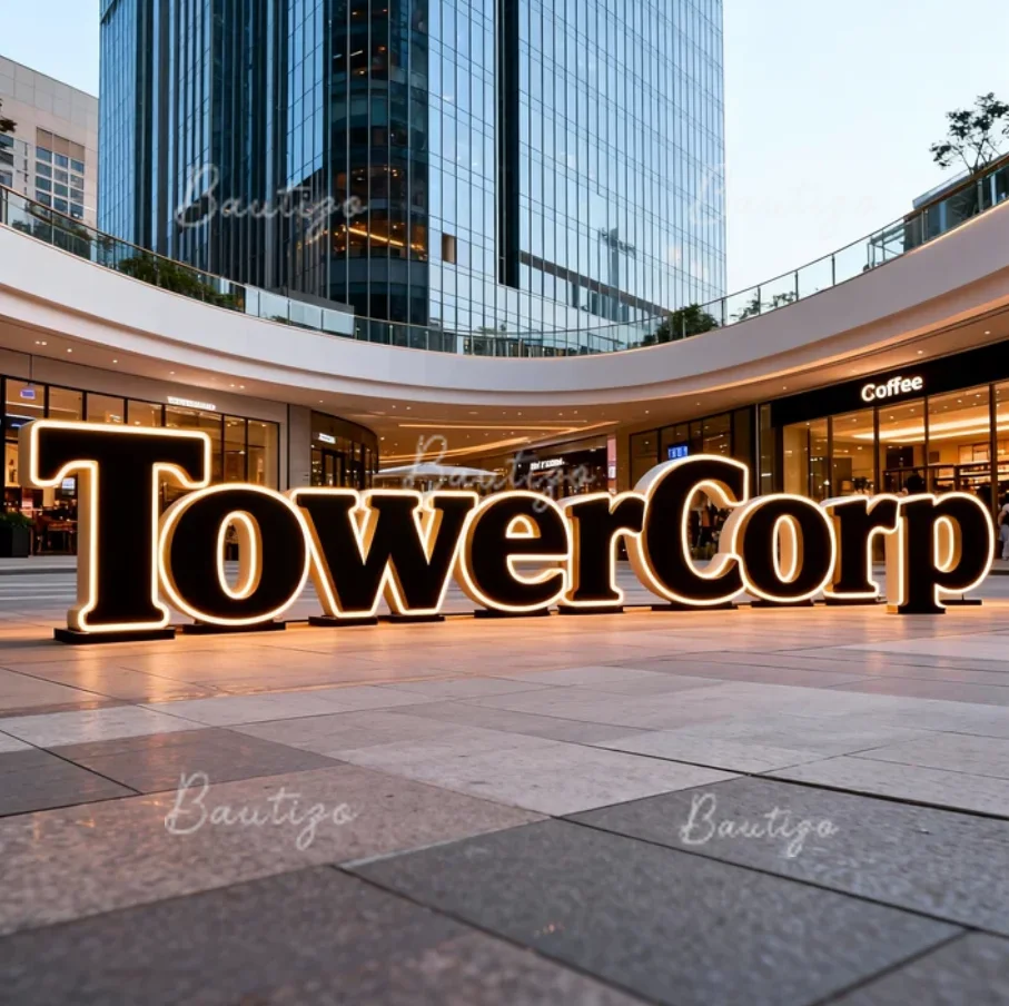 Custom 3D Metal Logo Letter Light Signage Business Illuminated Backlit Outdoor LED Signboard Large Letter Sign Front Lit Signage