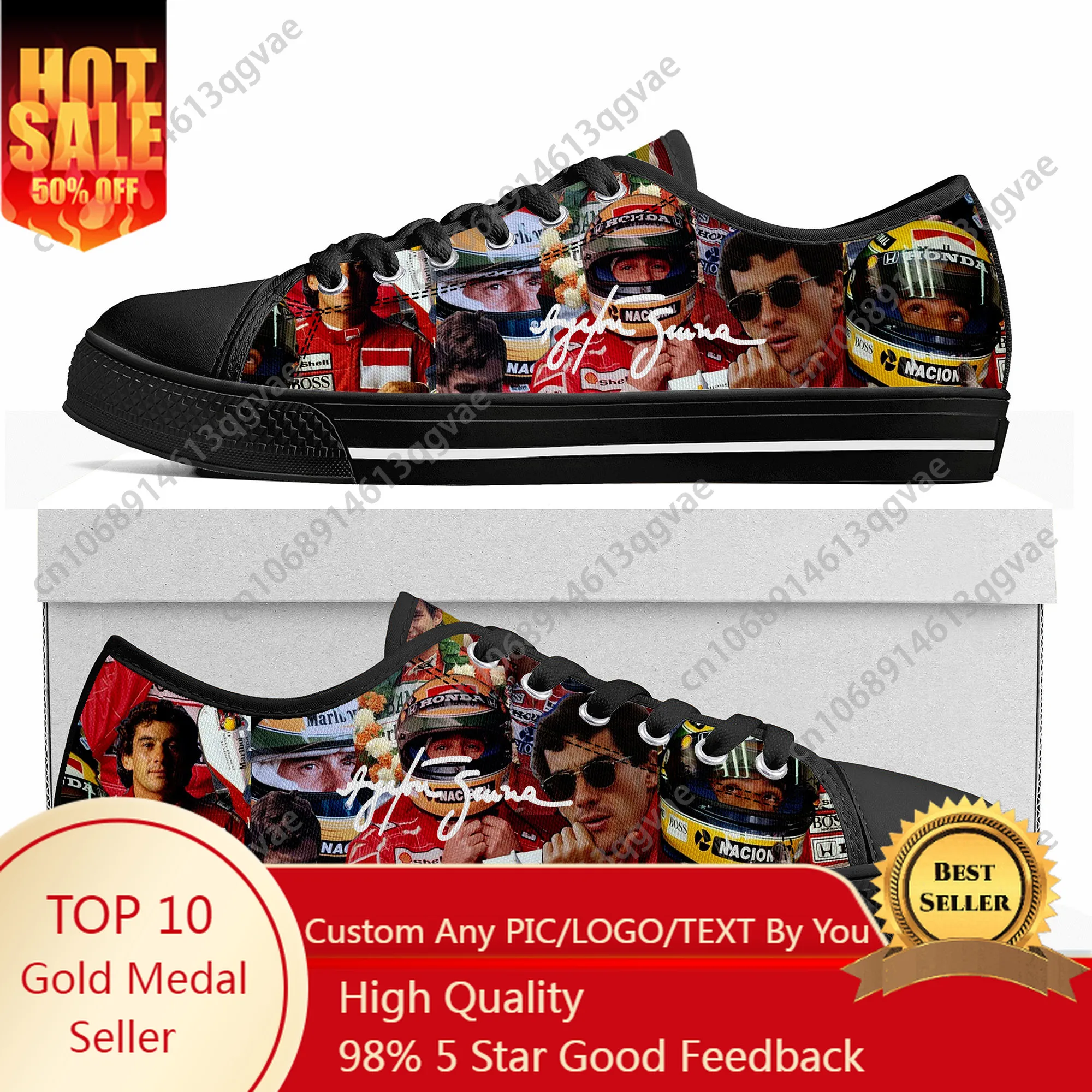 アイルトン・セナ-ロートップスニーカー-レディース-メンズ-ティーンエイジャー-高品質の靴-オーダーメイド-キャンバススニーカー靴