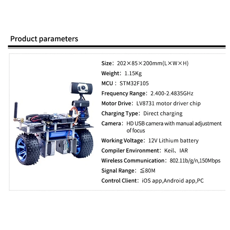 Rolyrobot-روبوت سيارة التوازن الإلكتروني ، STM32 ، فيديو لاسلكي ، طقم التعلم ، قابس الولايات المتحدة