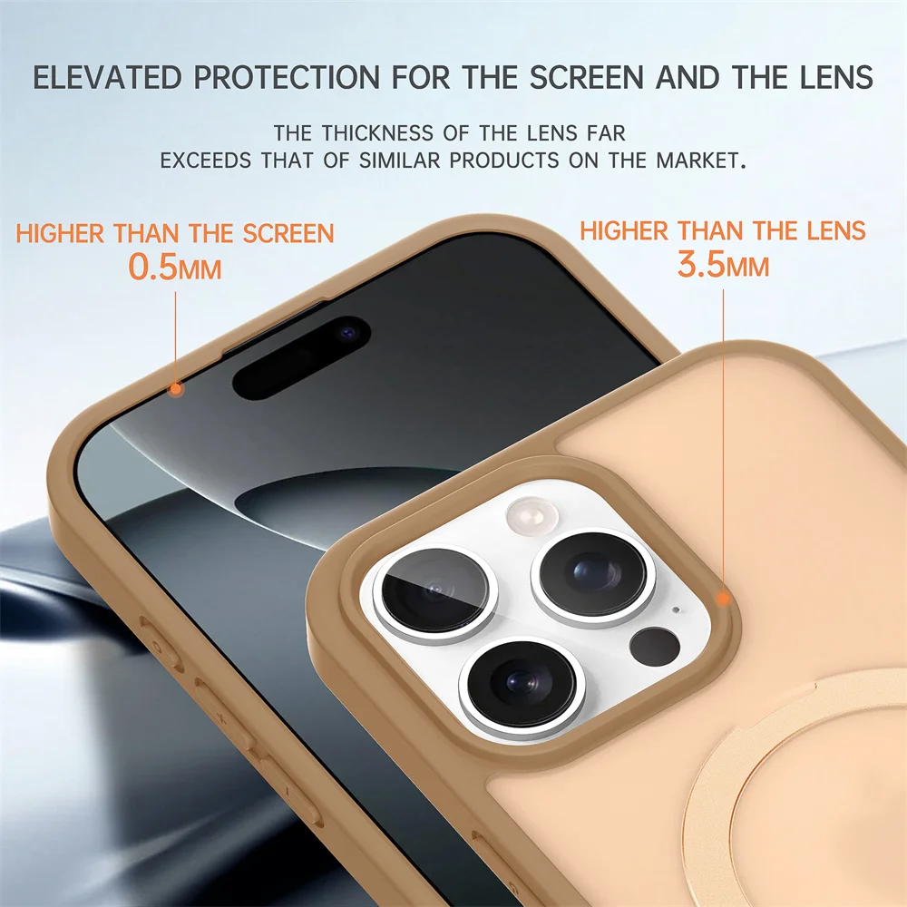 Matte magnetische Hülle mit Metallringständer für Magsafe iPhone 16 Pro Max 15 14 13 12 16 Pro Max Plus 15Pro Wireless Charge Cover – Detail 7