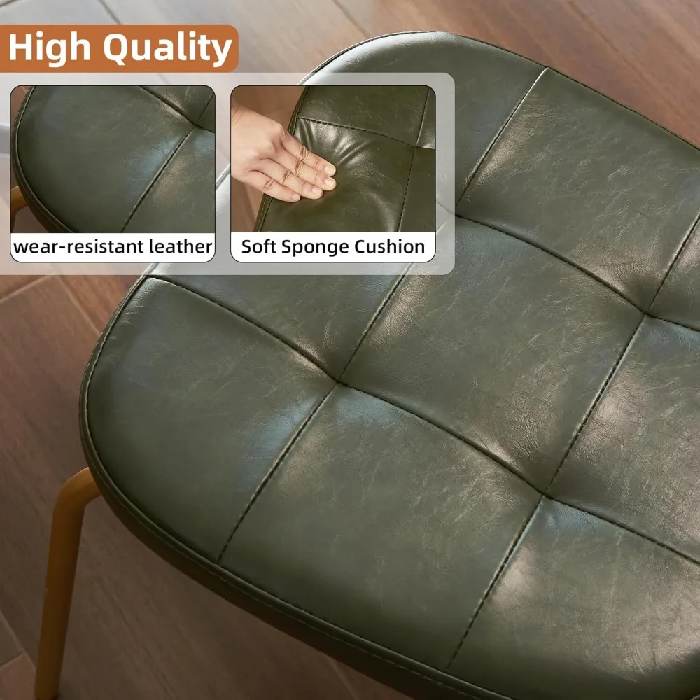 مجموعة كراسي تناول الطعام الحديثة في منتصف القرن مكونة من 2، كرسي قديم مع مقعد منجد من الجلد الصناعي ومساند ظهر من الخشب الصلب #3