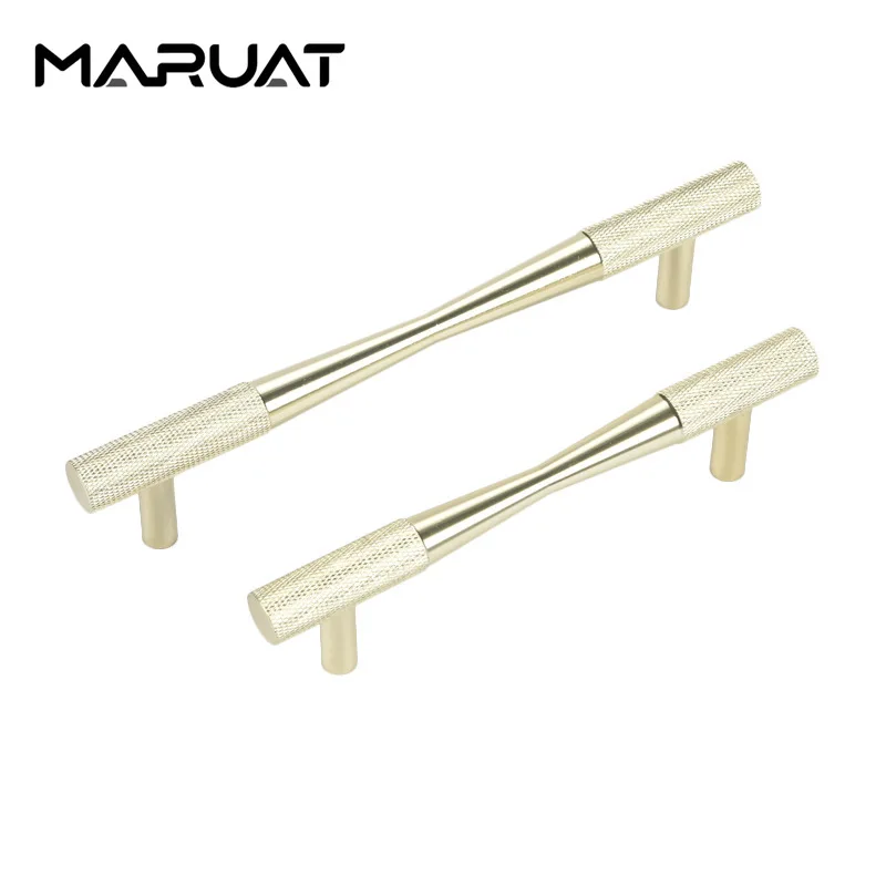 

MARUAT Aluminum Alloy Furniture Handles Knurled Pattern Gold Knobs Wardrobes Kitchen Cabinets Luxury Solid Door Pulls