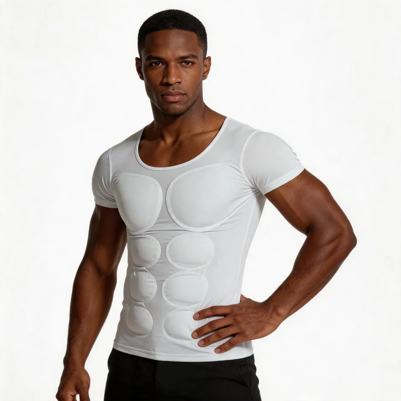 Man Cosplay Shaper Fake Muscle Chest T-Shirt Costume Anime Elastic Movable Fake Shoulder Pad Underwear Sport Compression Shirts