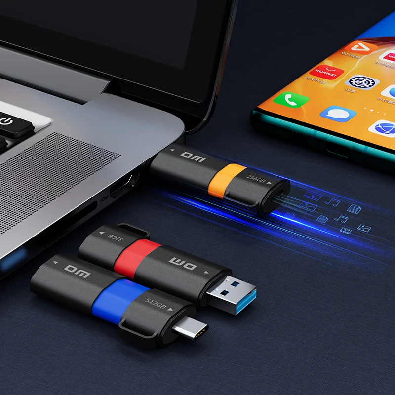 DM PD239 2-in-1 USB 3.2 Flash Drive with Type-C & USB-A OTG Support Memory Stick