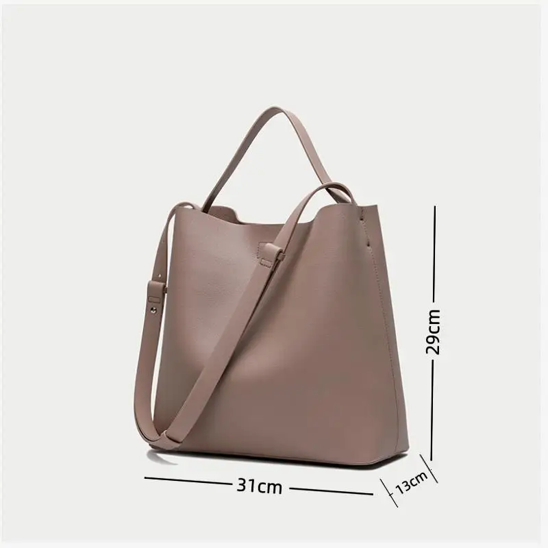 UKF Simple European Style Brand Nappa Leather Women\'s Shoulder Bucket Bag Top Quality Female Messenger Bags For Women Bolas Hobo