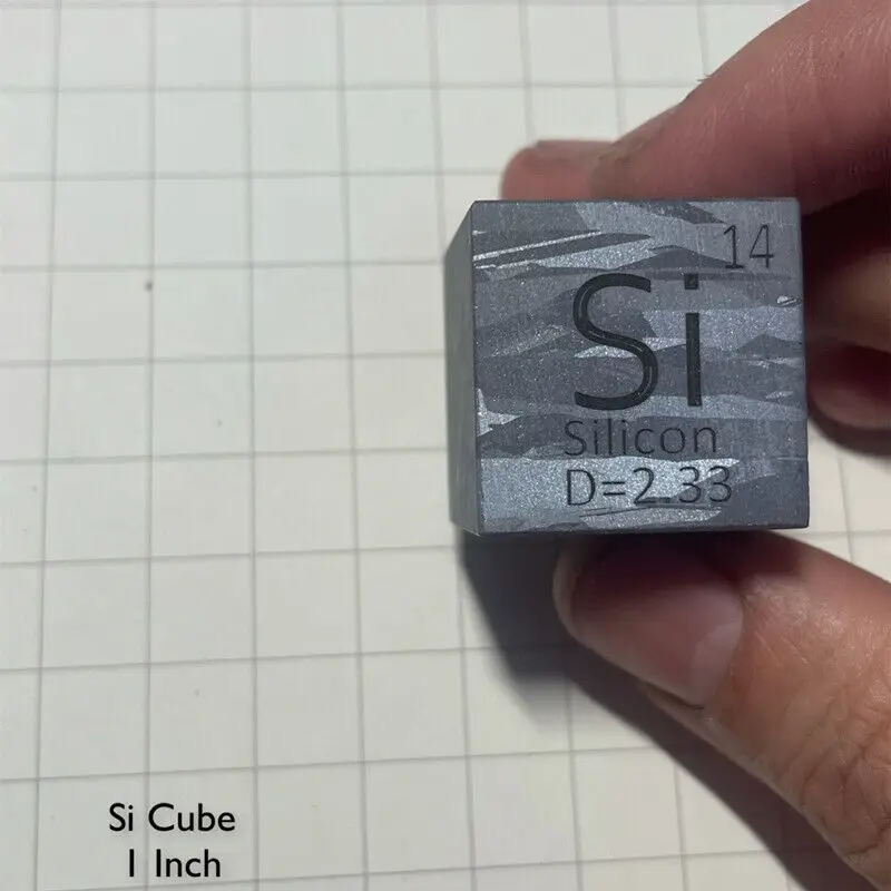 25.4mm Silicon Cube 1 Inch Si Metal Block Periodic Table Engraving