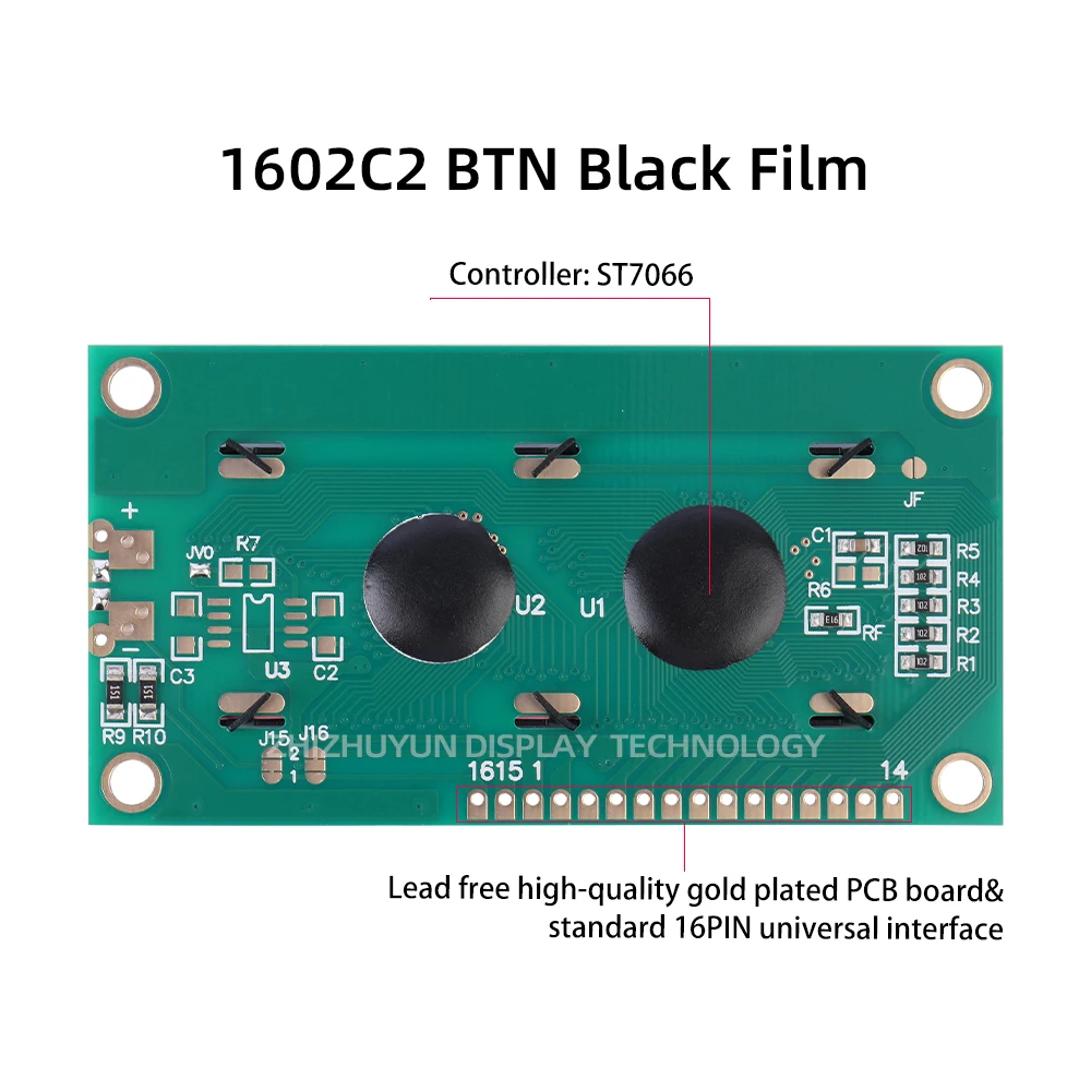 LCD1602C2 Industrial Control Screen BTN Black Film Orange Font IIC I2C Interface 5V Is Arduino 16PIN Standard Interface