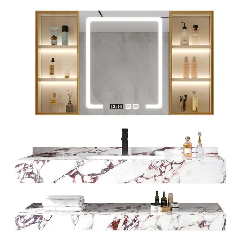 

Rock slab ceramic integrated seamless bathroom cabinet combined bathroom