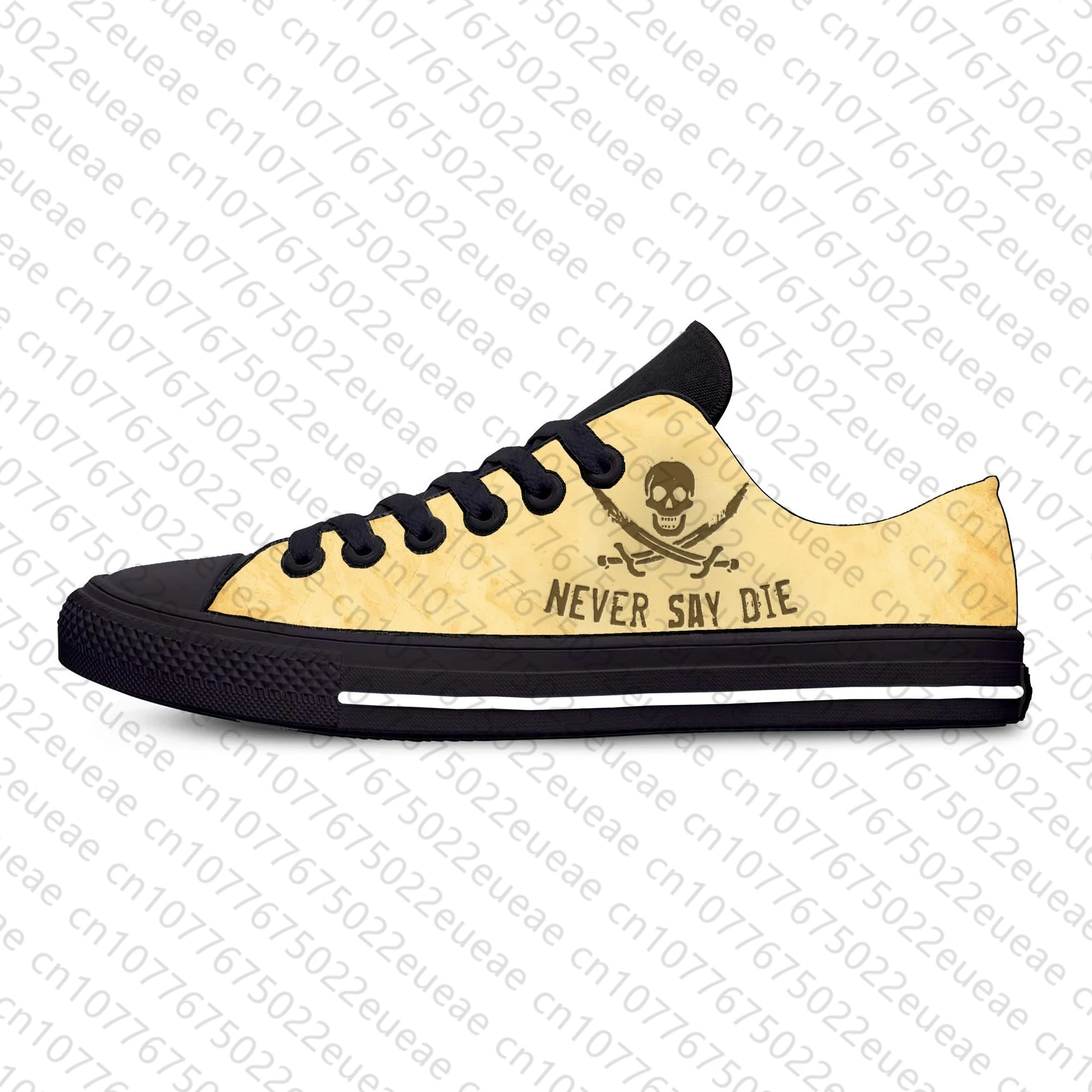 Die Skull Say Pirate Never Skeleton Skull Goonies Casual Cloth Shoes Low Top Comfortable Breathable 3D Print Men Women Sneakers