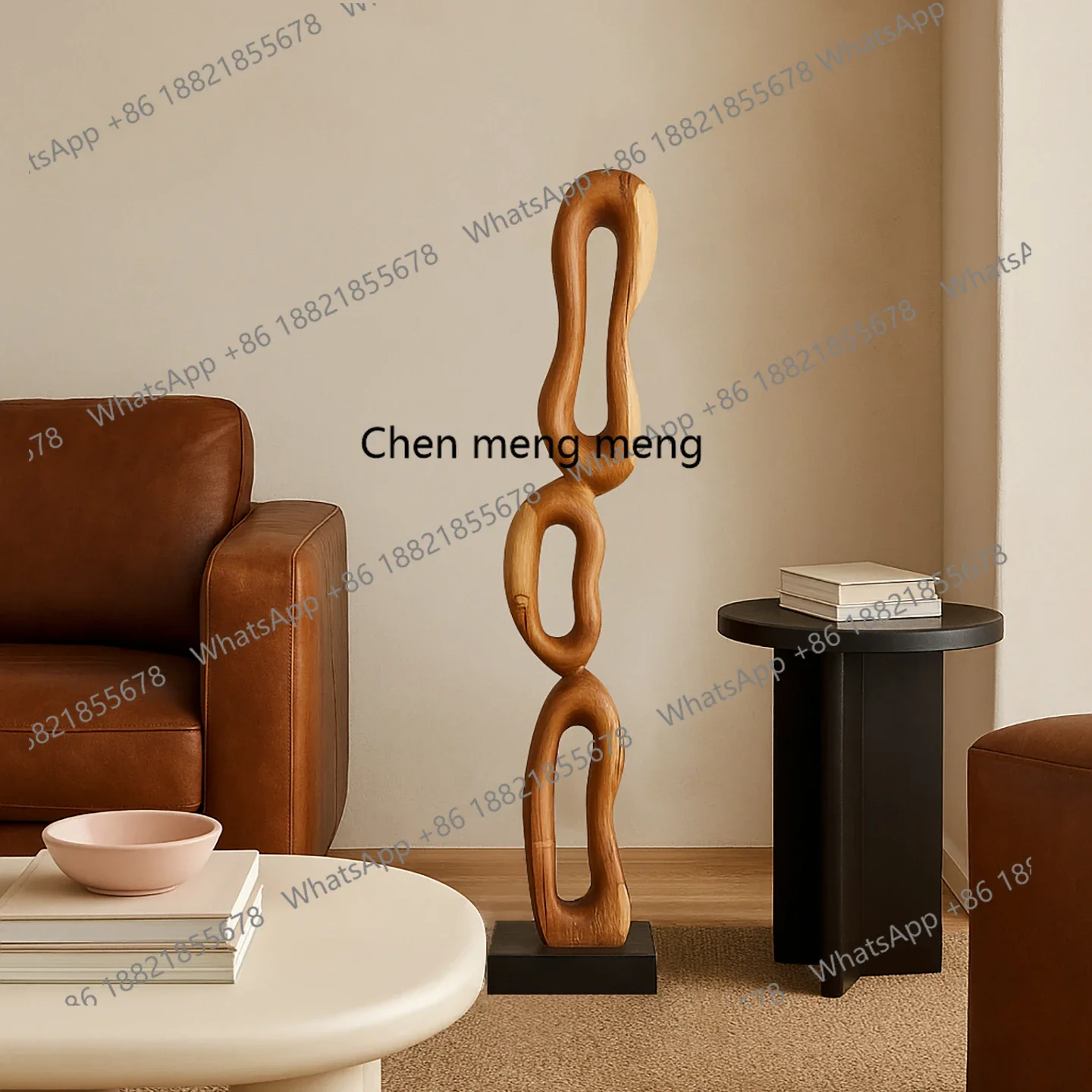 A50 New Chinese retro teak carving, creative abstract floor woodwork large sculpture ornament