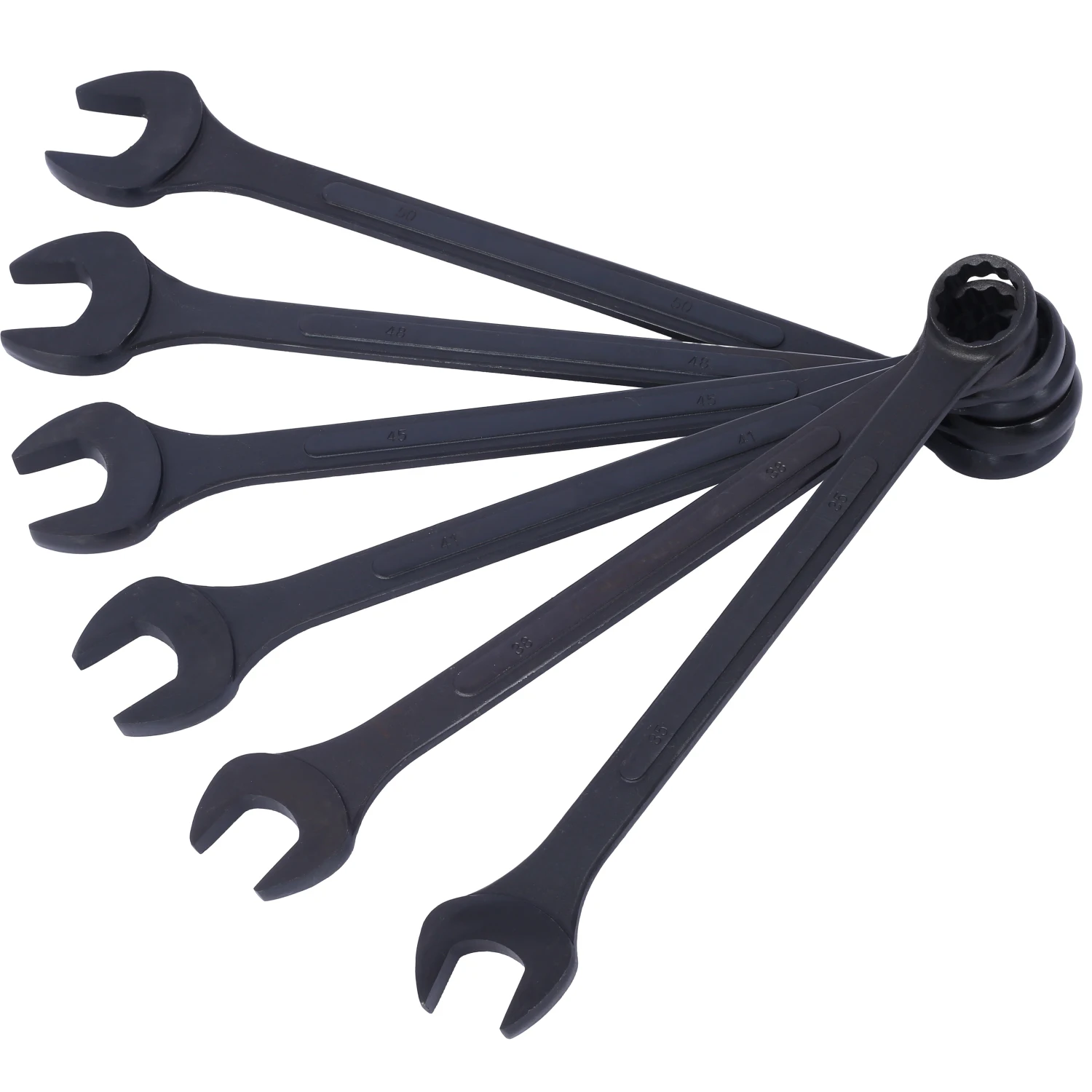 Jumbo Combination Wrench Set extra large, Metric, 6-piece, 35mm to 50mm,Black Oxide, with Pouch