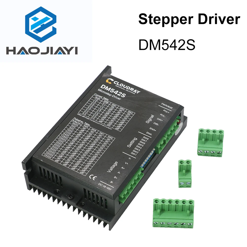 

HAOJIAYI 2-Phase Stepper Motor Driver DM542S Supply Voltage 18-50VDC Output 1.0-5.0A Current