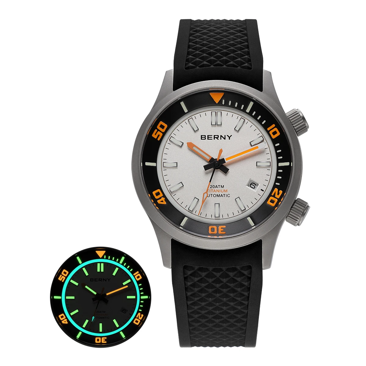 BERNY 20 ATM Titan-Automatik-Taucheruhr für Herren, Supper Luminous Sappire AR-beschichtet, Miyota 8215, mechanische Tauch-Herrenuhren 6