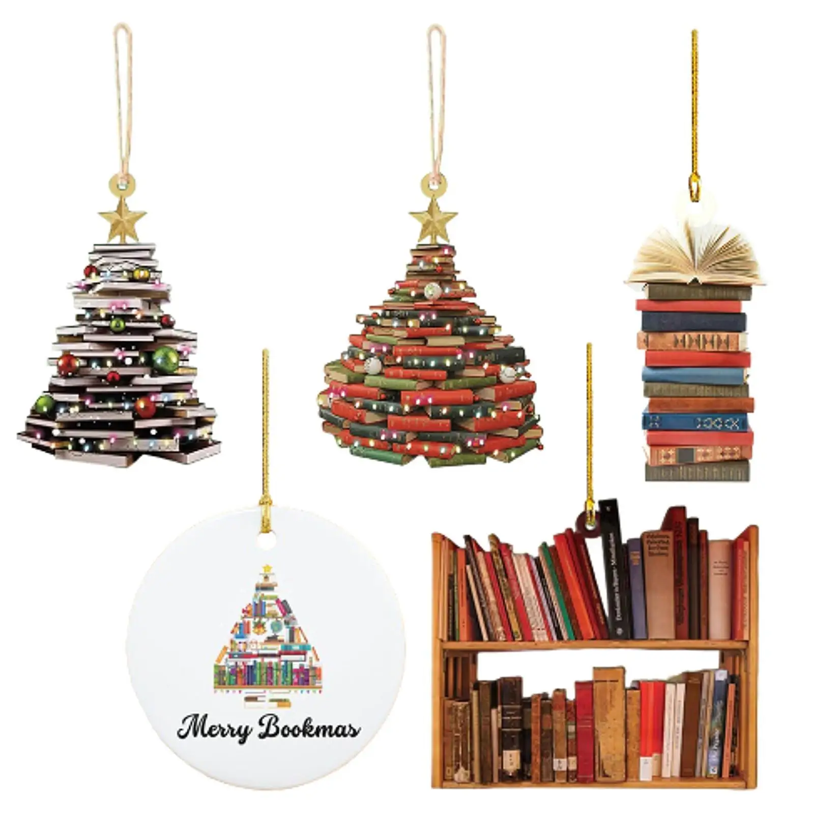 Book Christmas Tree Decoration Adorable Decorative Pendants Gifts for Book Lovers for Farmhouse Shelves Door Bedroom Festivals