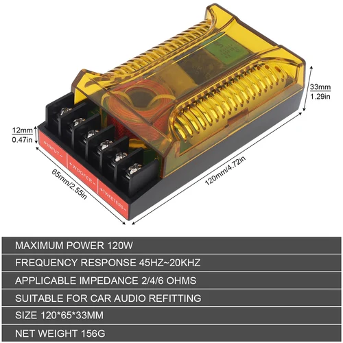 Imagen 2 del producto WEAH-2001 2 uds divisor de frecuencia de altavoz altavoces de Audio de coche de 2 vías dos divisores cruzados filtro cruzado