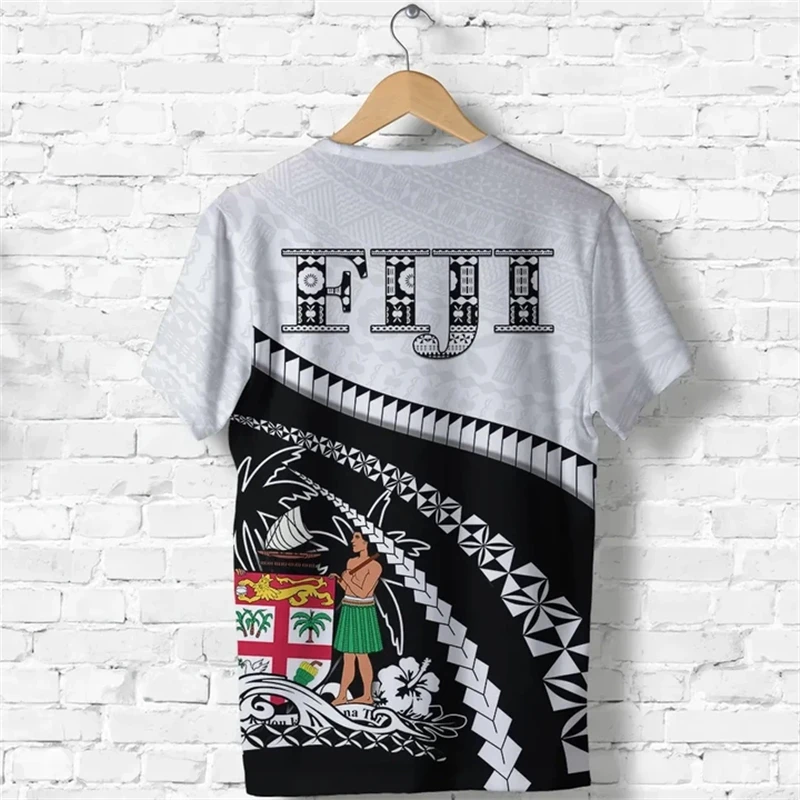 Fiji Flag Map Graphic T Shirts Fijian National Emblem T Shirt For Men Clothes Polynesia Unisex Tshirt Casual Man Tee Women Tops