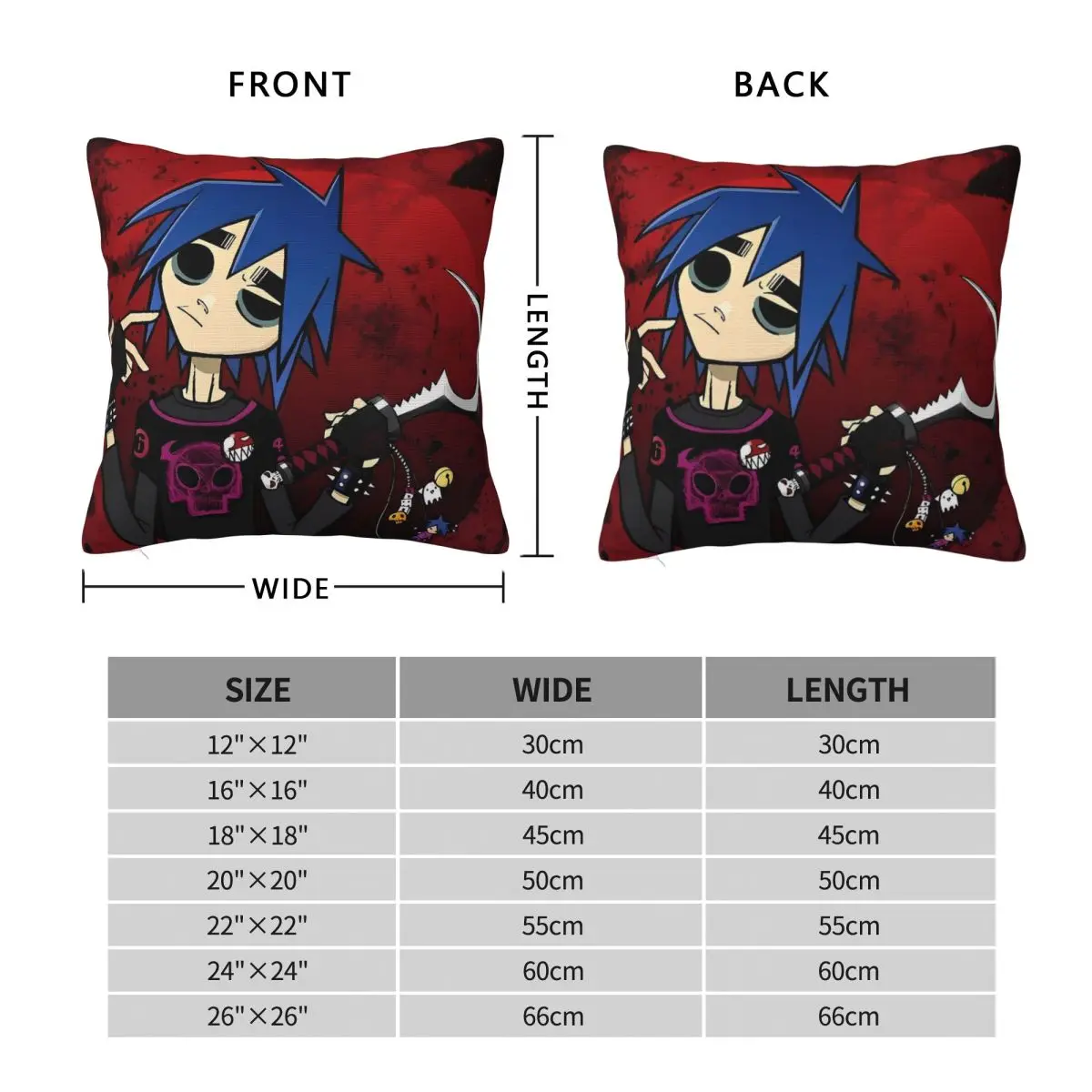 British GorillazS Virtual Band Rock Pillow Cover Funny Pillow Case Soft Cushion Cover Pillowcases For Sofa Bedroom Home Decor