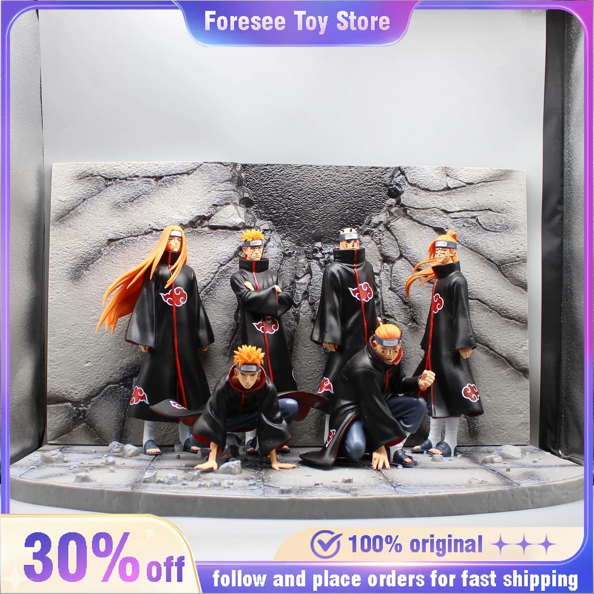 

37cm Naruto Akatsuki Figure 6 Pcs/Set Uchiha Itachi Madara Konan Hidan Ninja Super Anime Scene Figurine Decoration Model Toys