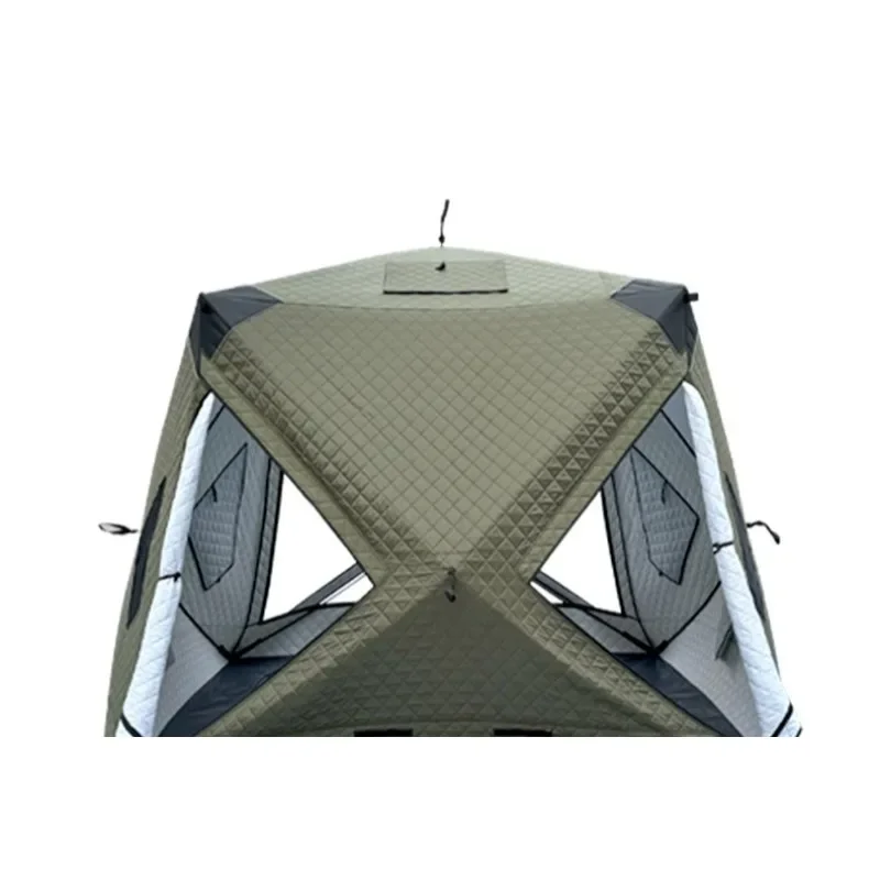 Source Winter Fishing Tent-Cotton-filled Thick and Warm Tent,no Setup Required, hexagonal Large Ice Fishing Tent,Quick To Deploy