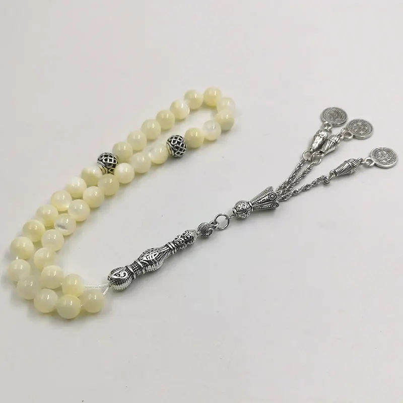 Tasbih SEA Shell beads Ramadan Eid Gift Muslim Bracelet 33 Prayer Beads Old Fish Bone Beads islamic accessories on hand