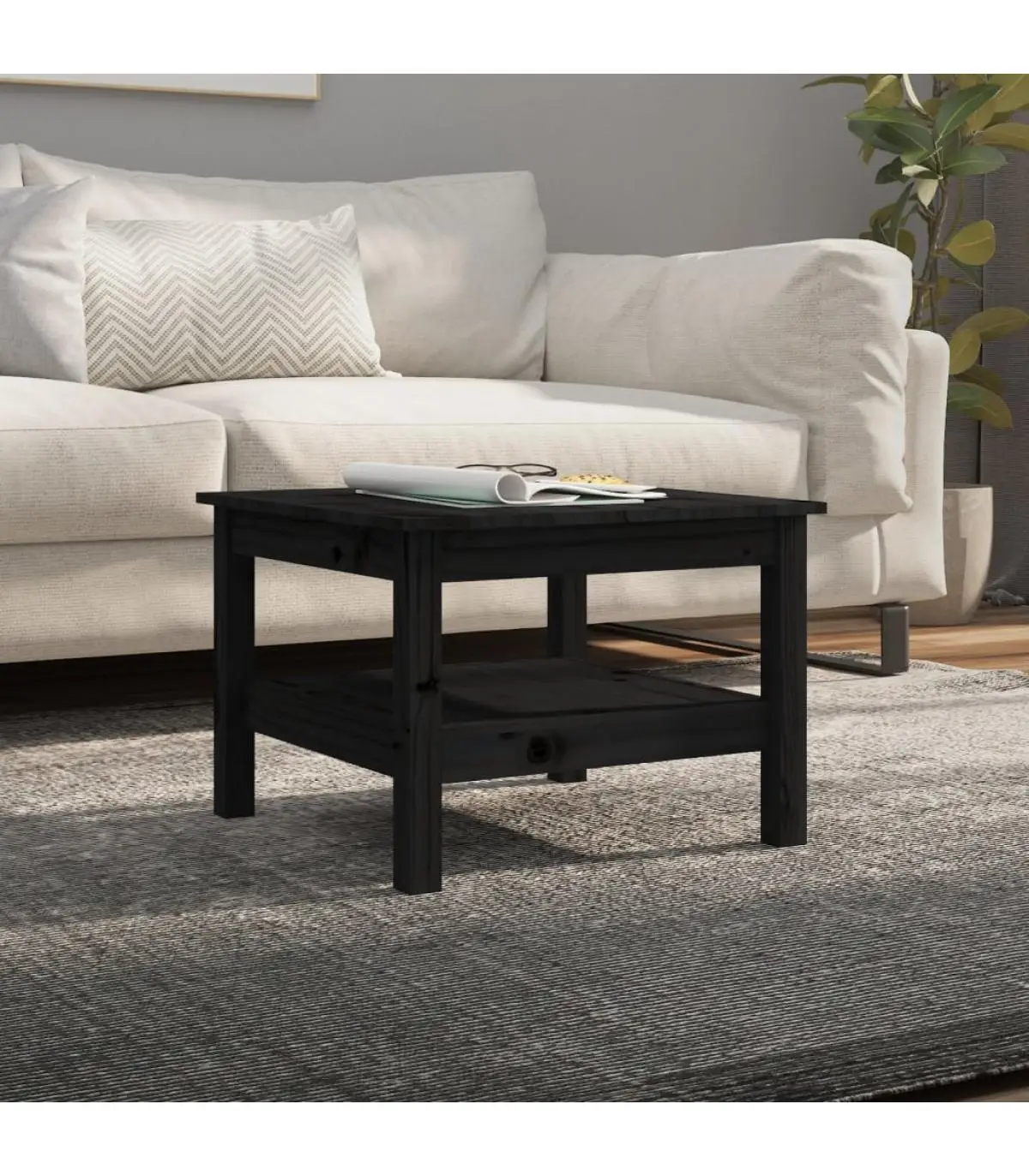 Coffee table Black Pine solid wood coffee table 55x55x40 cm