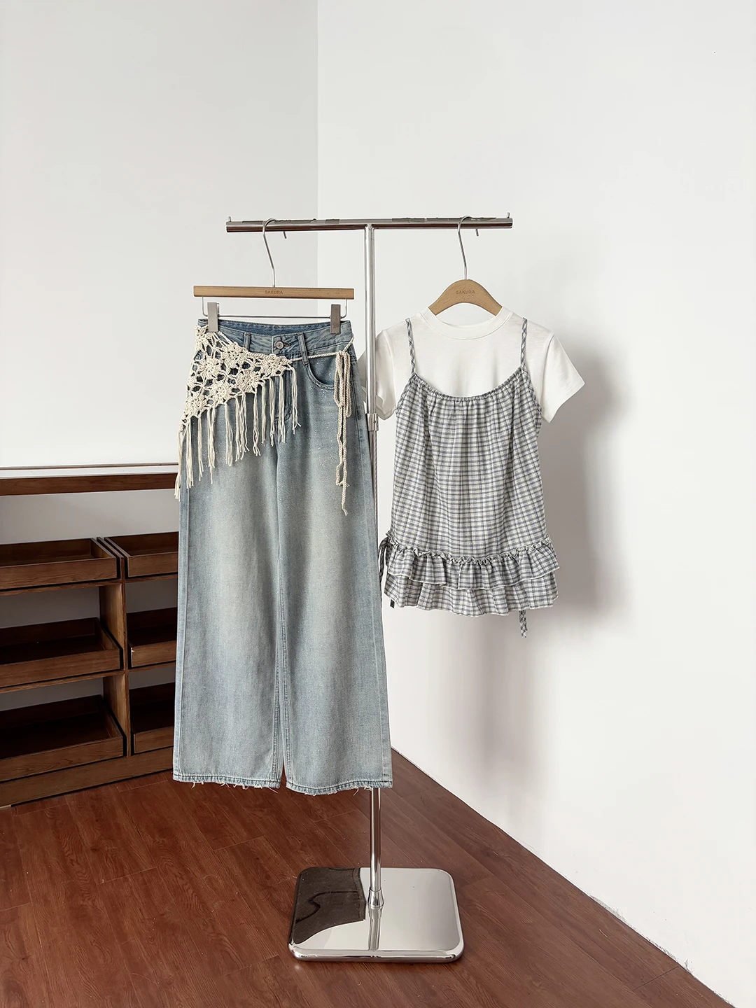 

American Style Spicy Girl High Waist Loose Wide Leg Jeans Women Summer Ethnic Tassel Curtain Pants Retro Straight Long Trousers