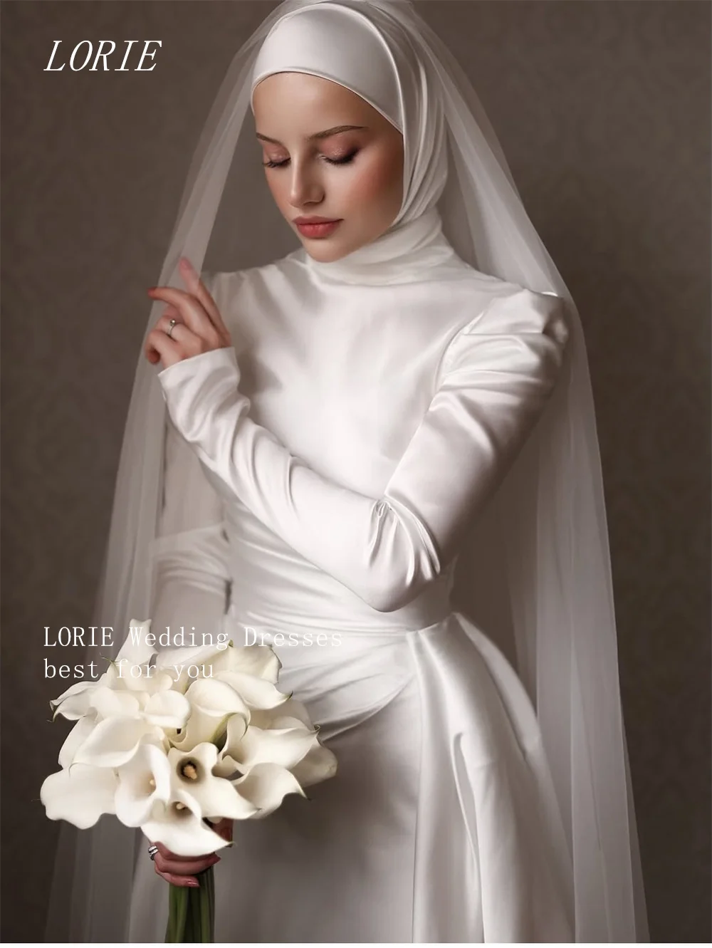 LORIE Abito da sposa classico a sirena Abiti da sposa a maniche lunghe Elegante abito da sposa scoop personalizzato 2026