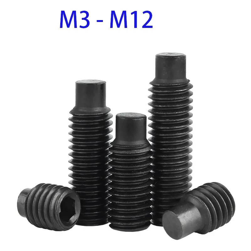 Machine Headless Screw Grade 12,9 Carbon Steel Convex End Set Screw Black Internal Hexagon Screws M3 M4 M5 M6 M8 M10 M12