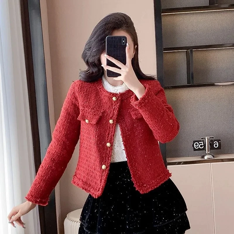 

Small Fragrance style Jacket 2026 Spring Autumn New Korean version Fashion Temperament Short Coat Women's Design sense Tops