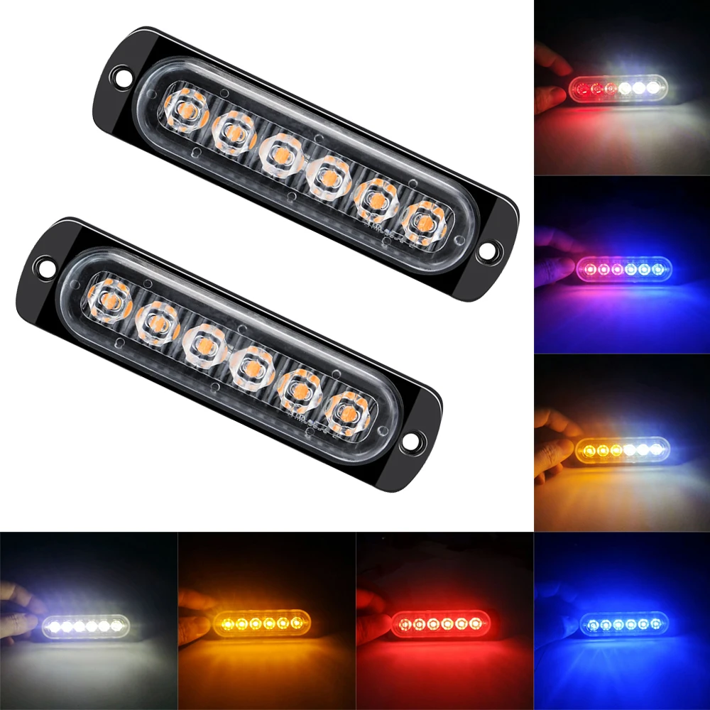 

2pcs 12V-24V Fog Lights LED Work Light Flood Light Off-Road Car External Lights White 6 SMD LED Indicator Light Tail Rear Lamps