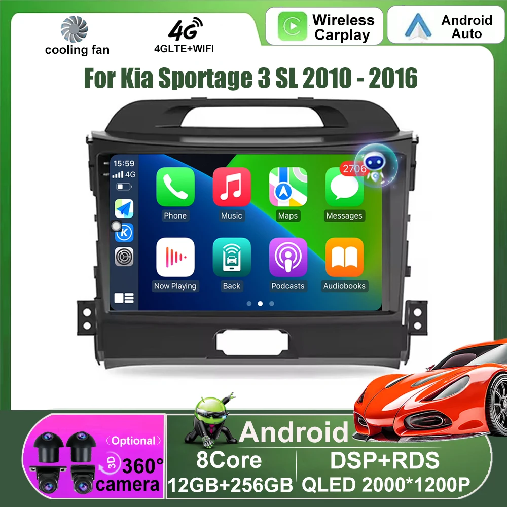 

Android Auto For Kia Sportage 3 SL 2010 - 2015 2016 Car Radio Stereo Multimedia Video Player GPS Navigation Wireless Carplay DSP