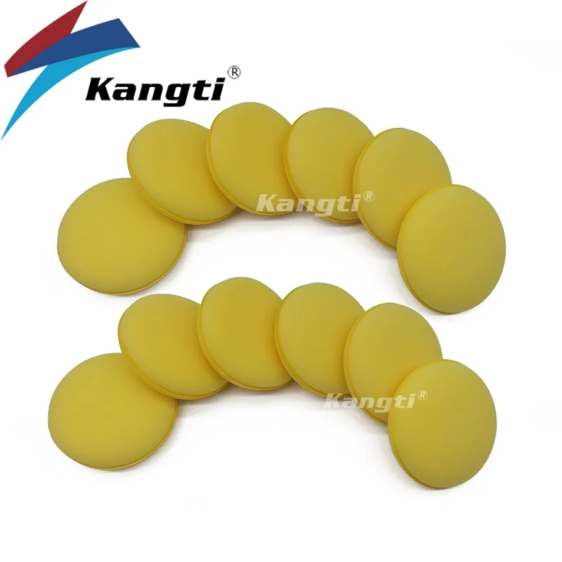 

Kangti 12 шт. 4-дюймовые подушечки для аппликатора воска высокой плотности, желтый автомобильный воск для полировки, пенопластовая губка, аппликатор для детализации