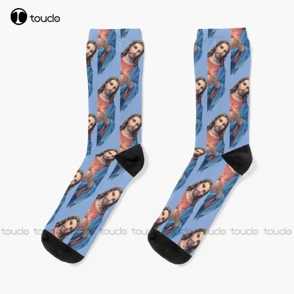Jesus Is Watching You-Chaussettes athlétiques unisexes personnalisées pour hommes, chaussettes à mèmes pour adultes, chaussettes pour adolescents, nouveau