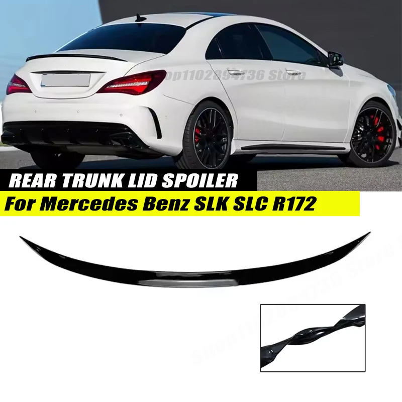 120CM Gloss Black Soft Rubber Rear Trunk Spoiler Lip Splitter 5D Carbon Look For Mercedes Benz SLK SLC R172 1996-2022