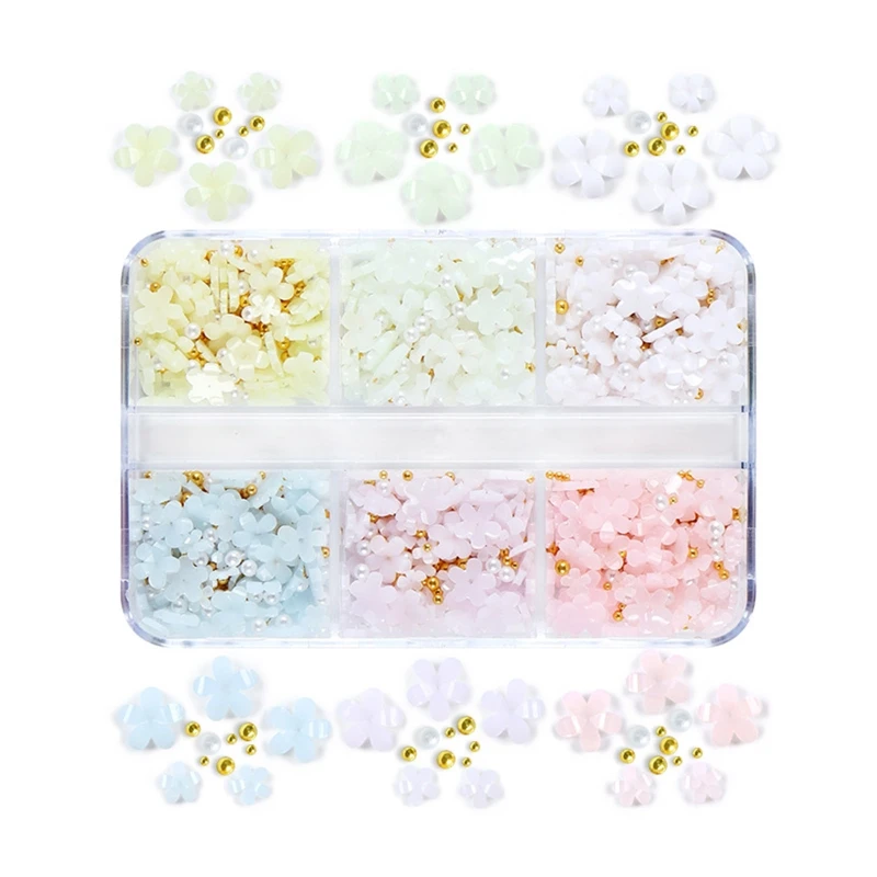 

3D Flowers with Pearls Caviar Beads for Acrylic Nails Mixed DIY Jewelry Design Accessories Flower Drop shipping