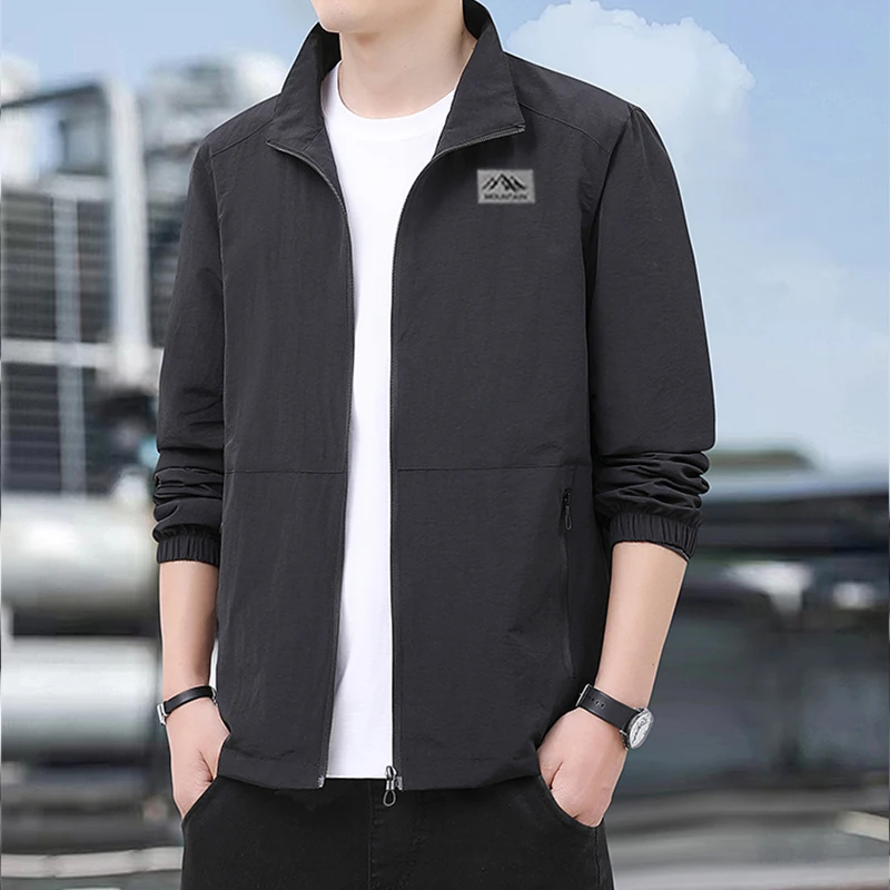 Spring/Summer Men's Solid Color Jackets, Casual Sport Coats, High-Quality Waterproof Men's Coats, Business Coats