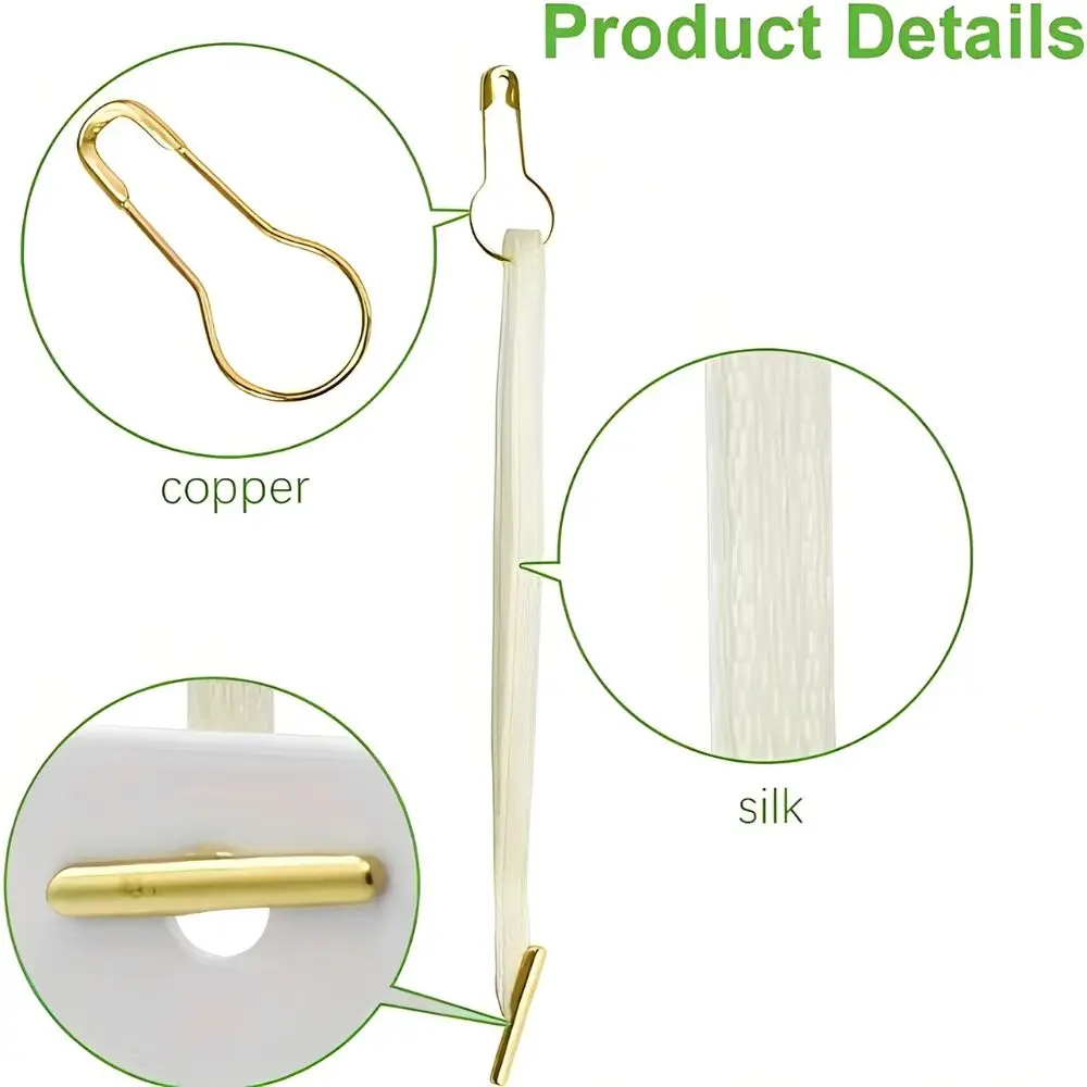 100/200pcs Cream Satin Price Tag Strings Golden Gourd Safety Pins, Clothing & Gift Label Hanging Ties YMY view 6