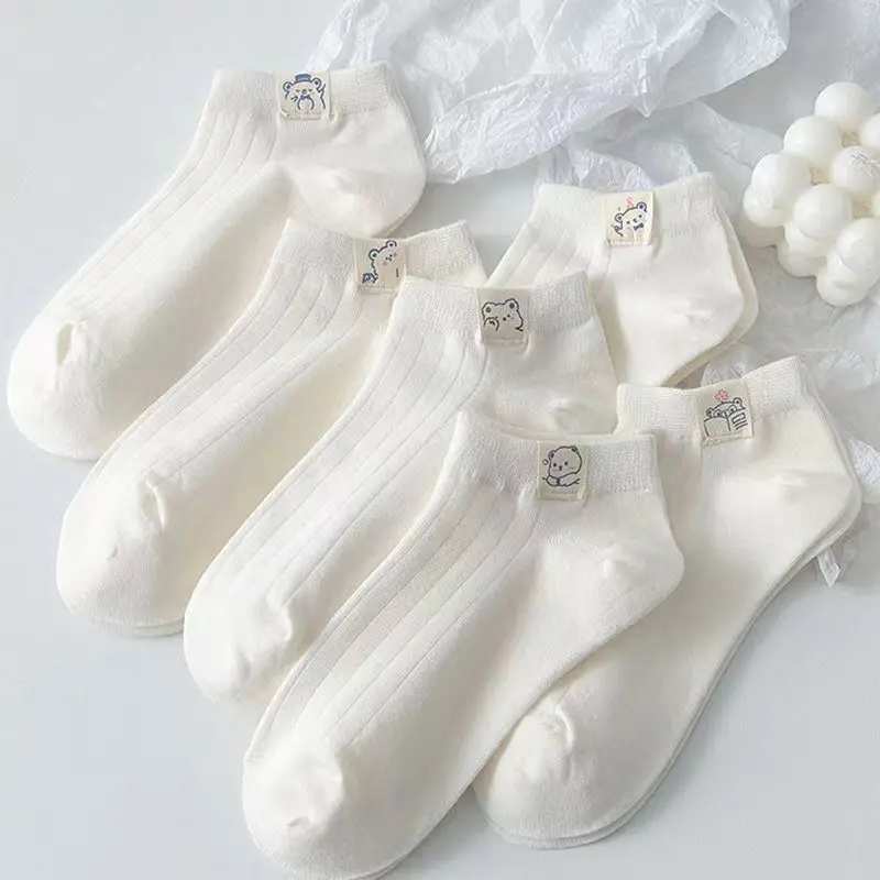 (The Price only for one pair) Women Summer Thin Section Pure White Socks Summer Cute Shallow Mouth Boat Socks for Girl and Boy