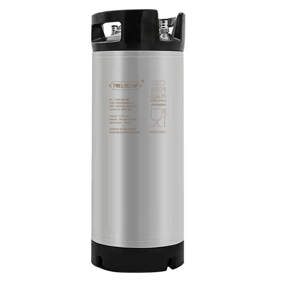 

9.5L/19L Beer Keg Corny Tank 304 Stainless Steel Coke Keg Syrup Milk Soda Barrel Rubber Handle Bucket Ball Lock Cornelius Style