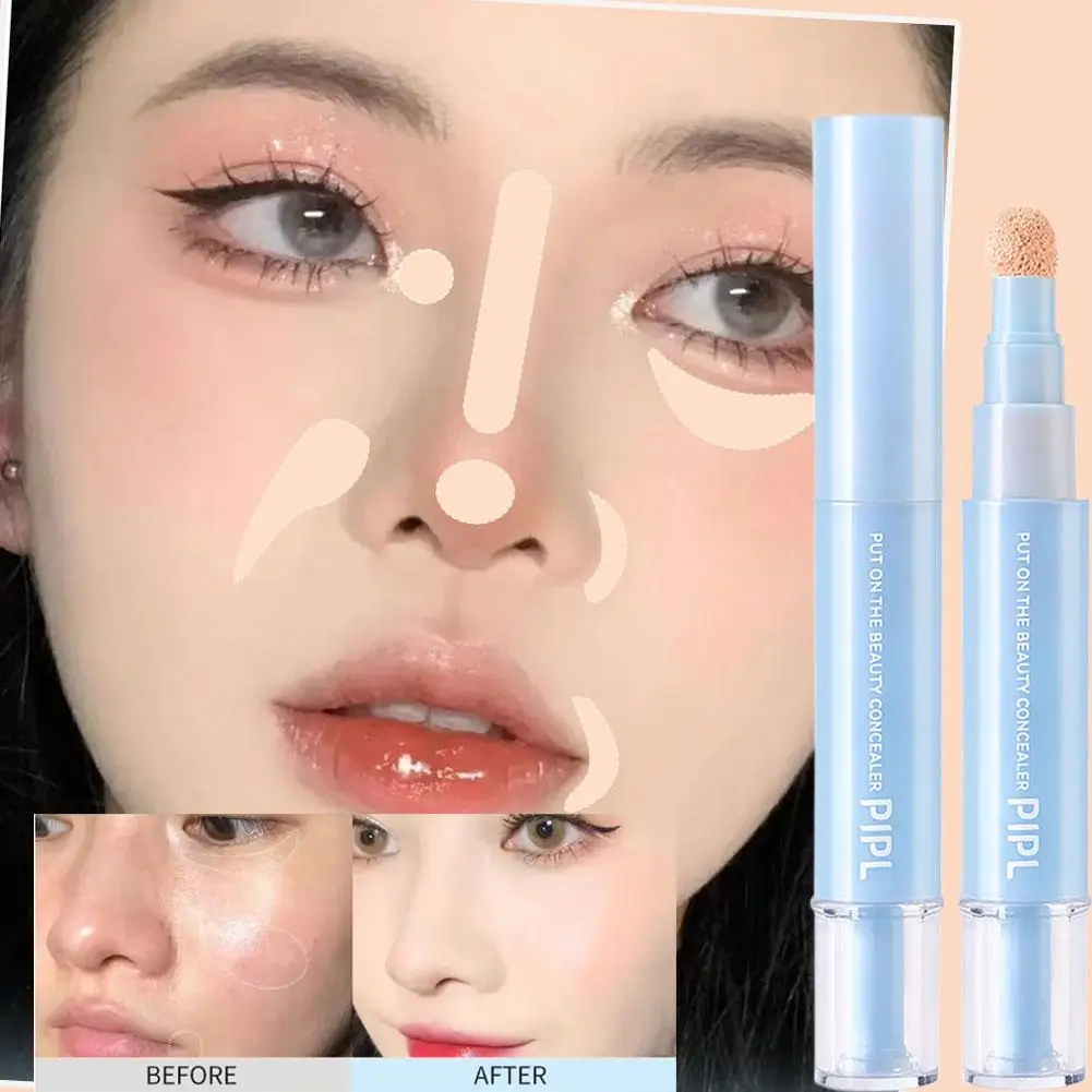 Sponge Head Liquid Concealer Stick, Full Coverage for Dark Circles, Marks, Long Lasting Waterproof Brightening Concealer Pen
