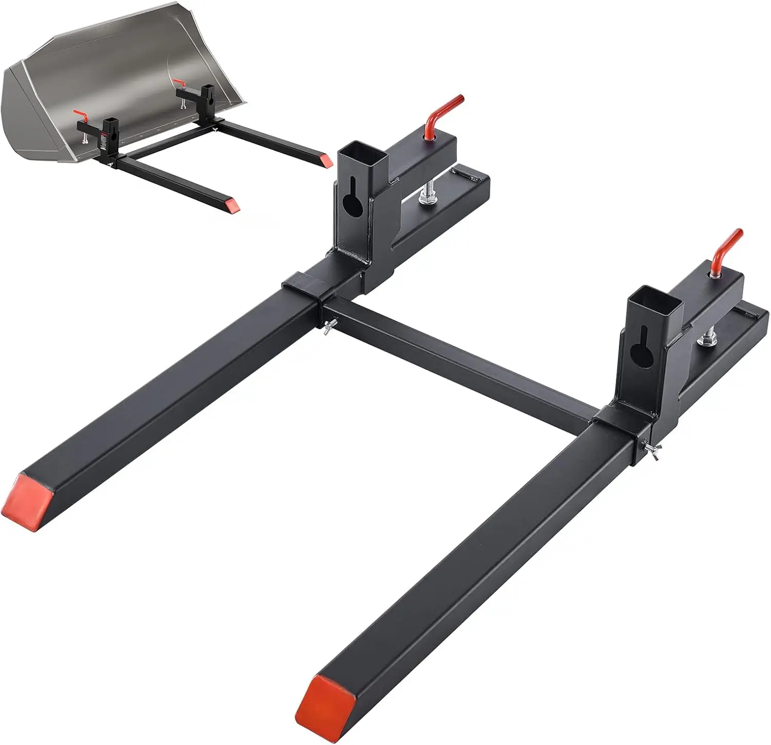 Pallet Forks, 2000 lbs Clamp on Pallet Forks, 43-Inch Total Length Heavy-Duty Tractor Fork with Adjustable Stabilizer Bar for Tr