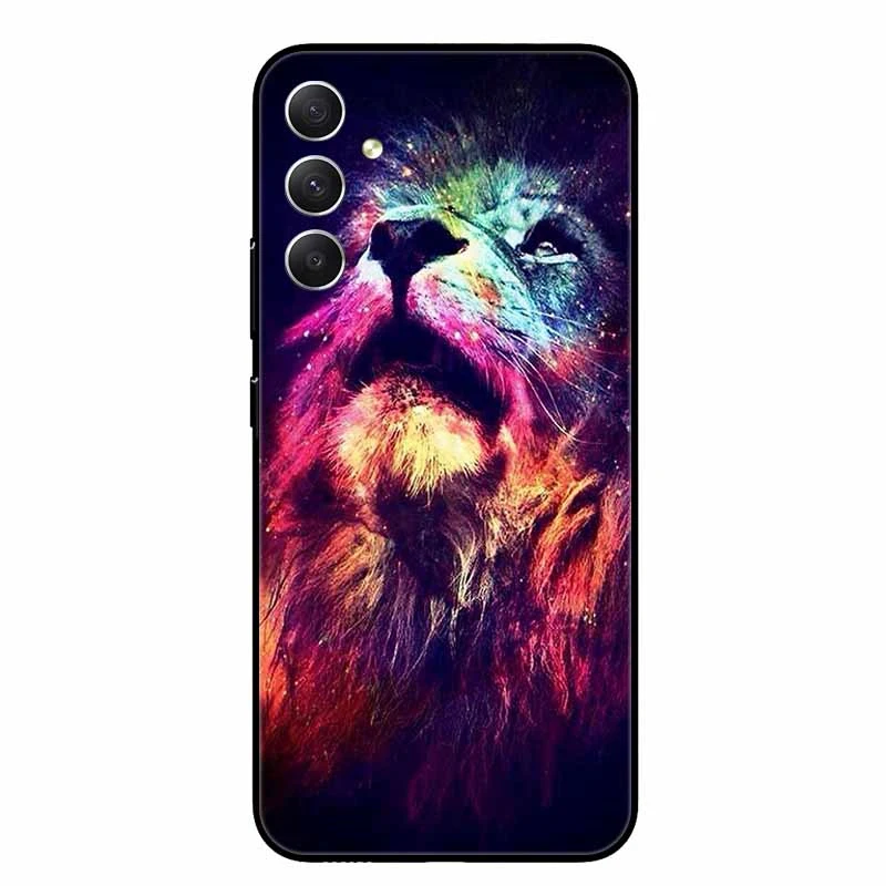 For Samsung A54 5G Case Wolf Lions Black TPU Soft Silicone Coque for Samsung Galaxy A56 A34 A55 Phone Back Cover A 54 55 Shells
