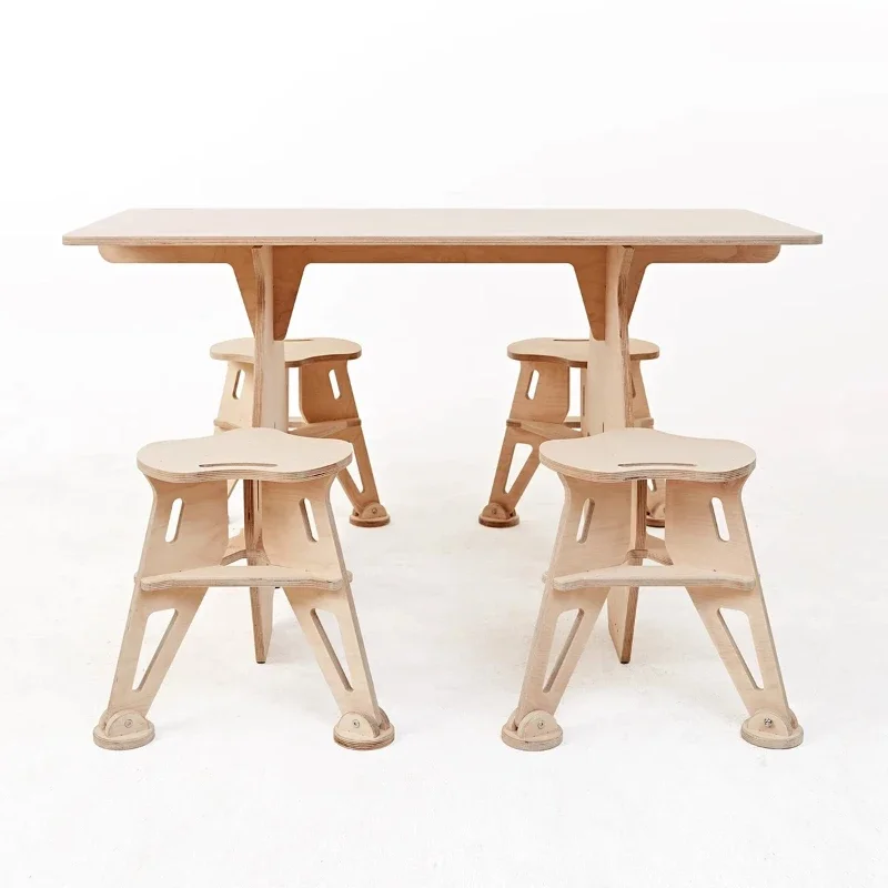 

Nordic simple small apartment studio coffee milk tea shop industrial style designer integrated solid wood dining table and