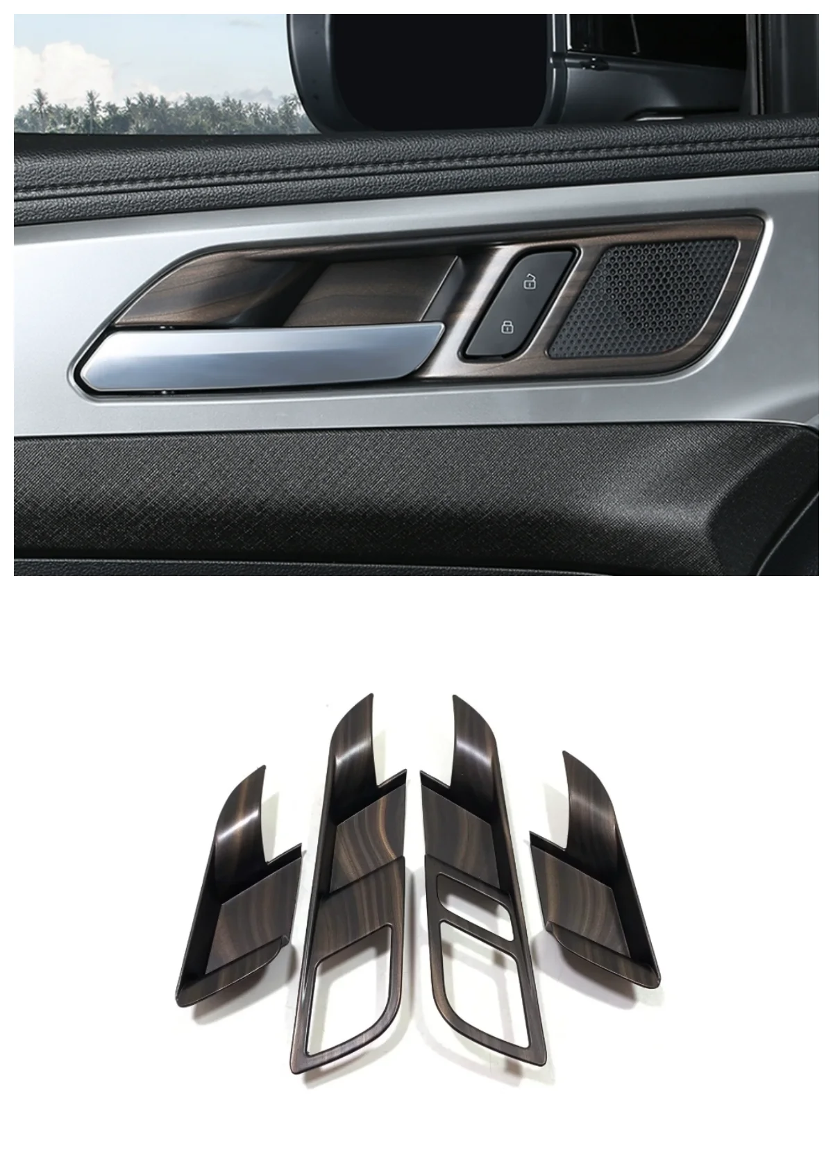 Suitable for Nissan Teana 2019 2020 2021 Inner Door Bowl ABS decoration Auto Parts carbon fibre Peach wood 4 piece set