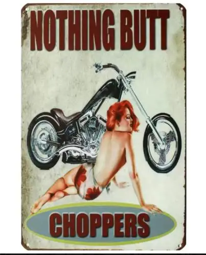 MOTORCYCLE CHOPPERS  TIN METAL SIGN SEXY GIRL 