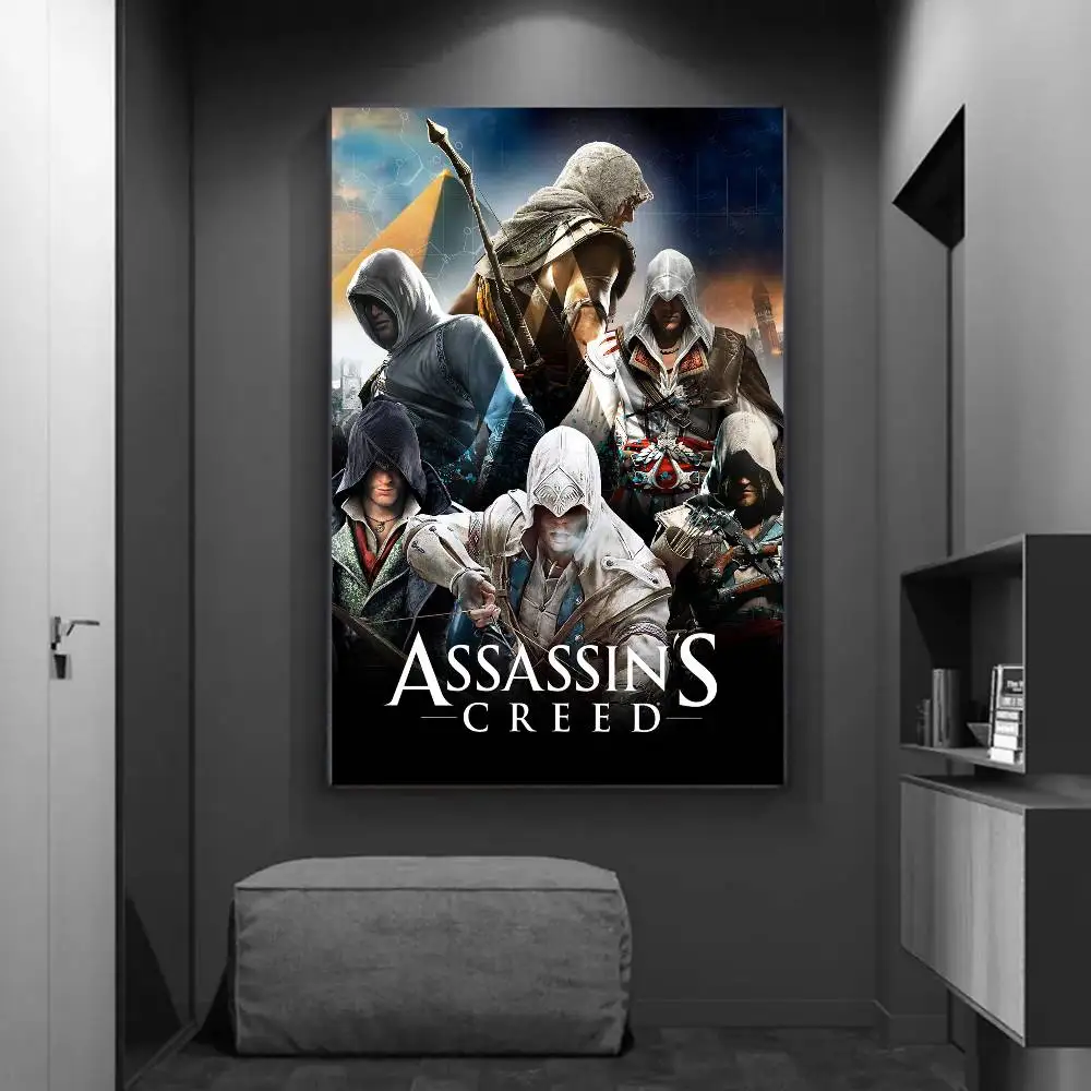 Vidoe Game A-Assassins Creed Whitepaper ملصق مقاوم للماء ورقة ملصق مقهى بار ملصقات الحائط