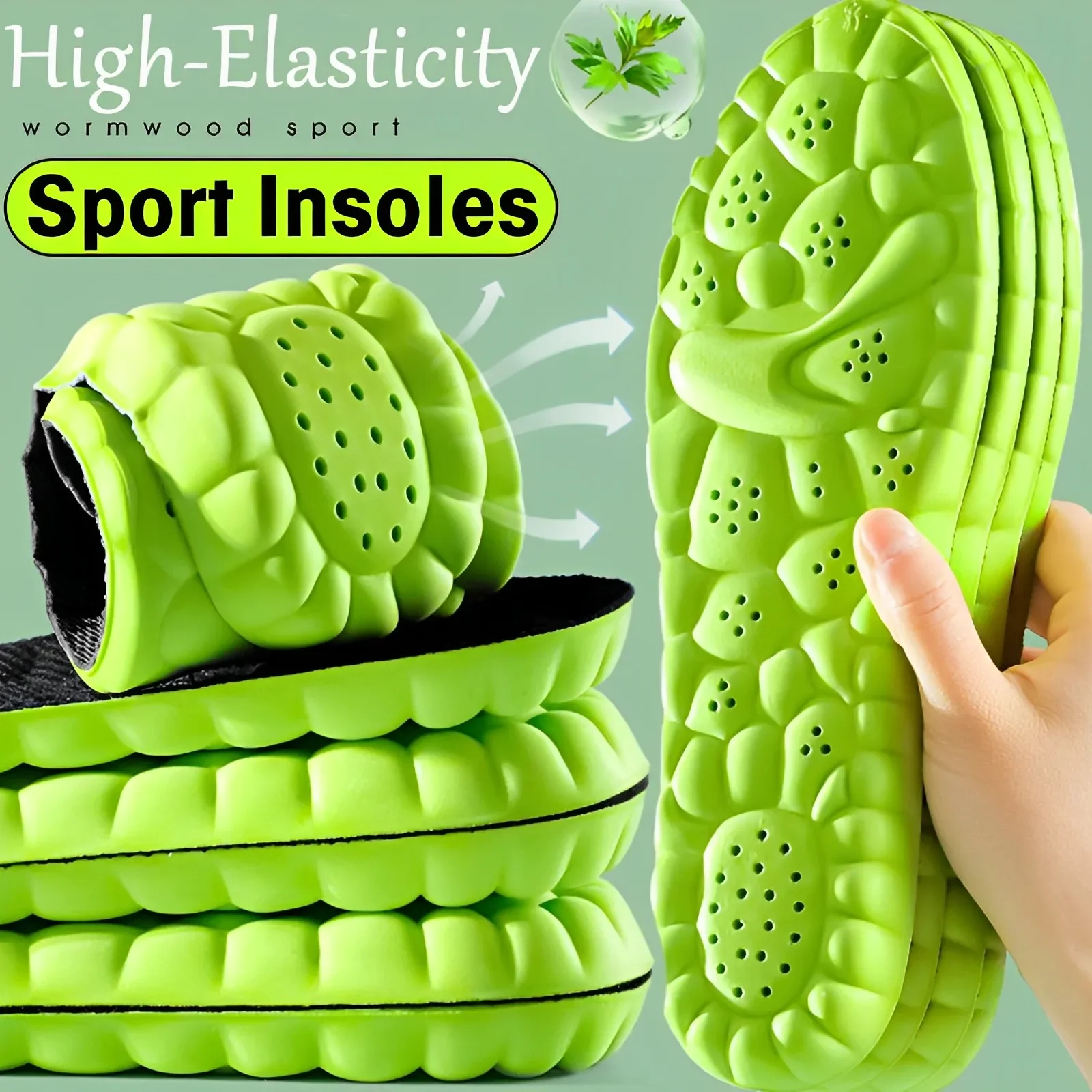 

High Elasticity Latex Sport Insoles Soft Shoe Pads Breathable Deodorant Shock Absorption Cushion Arch Support Insole Men Women