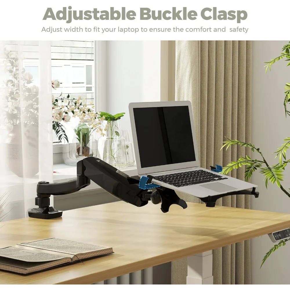 

2-in-1 Monitor Arm Laptop Mount Stand Swivel Gas Spring LCD Arm Height Adjustable Desk Mounts for 10''-24' Monitor
