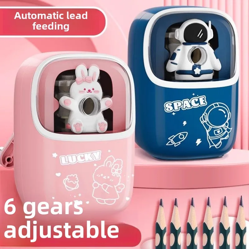 Hand Crank Cute  Mechanical Pencil Sharpener Automatically Enters Lead Cartoon Stationery Desktop Rotary Pencil Sharpener