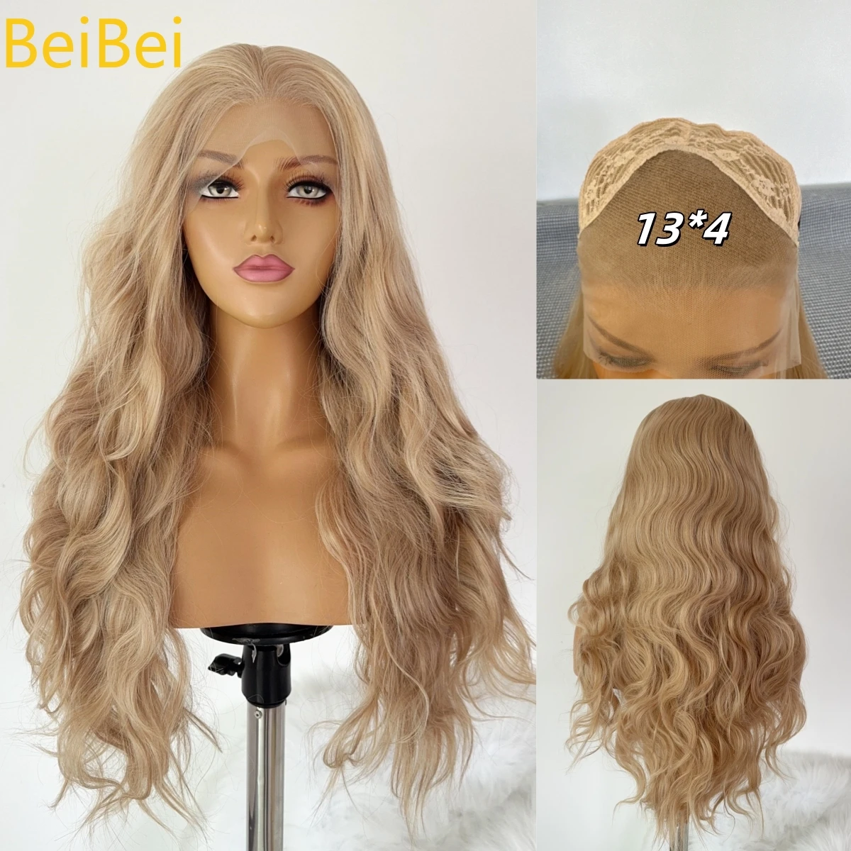 

13*4 Lace Wigs Synthetic Lace Front Wig Heat Resistant Daily Wear Golden Highlights Curly Hair 26 Inches To Cosplay for Women